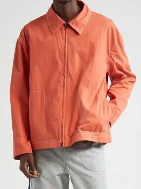 The Elder Statesman Silvano Cruiser Jacket in Filthy Orange Size M